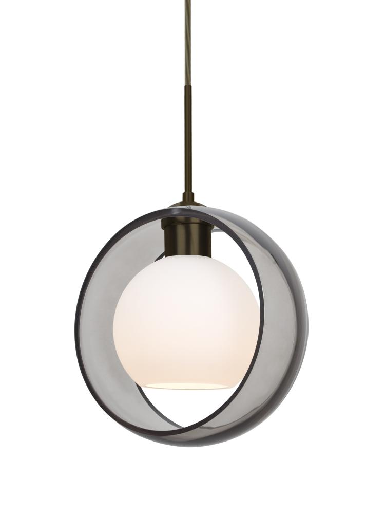 Besa Mana Pendant, Smoke/Opal, Bronze Finish, 1x9W LED