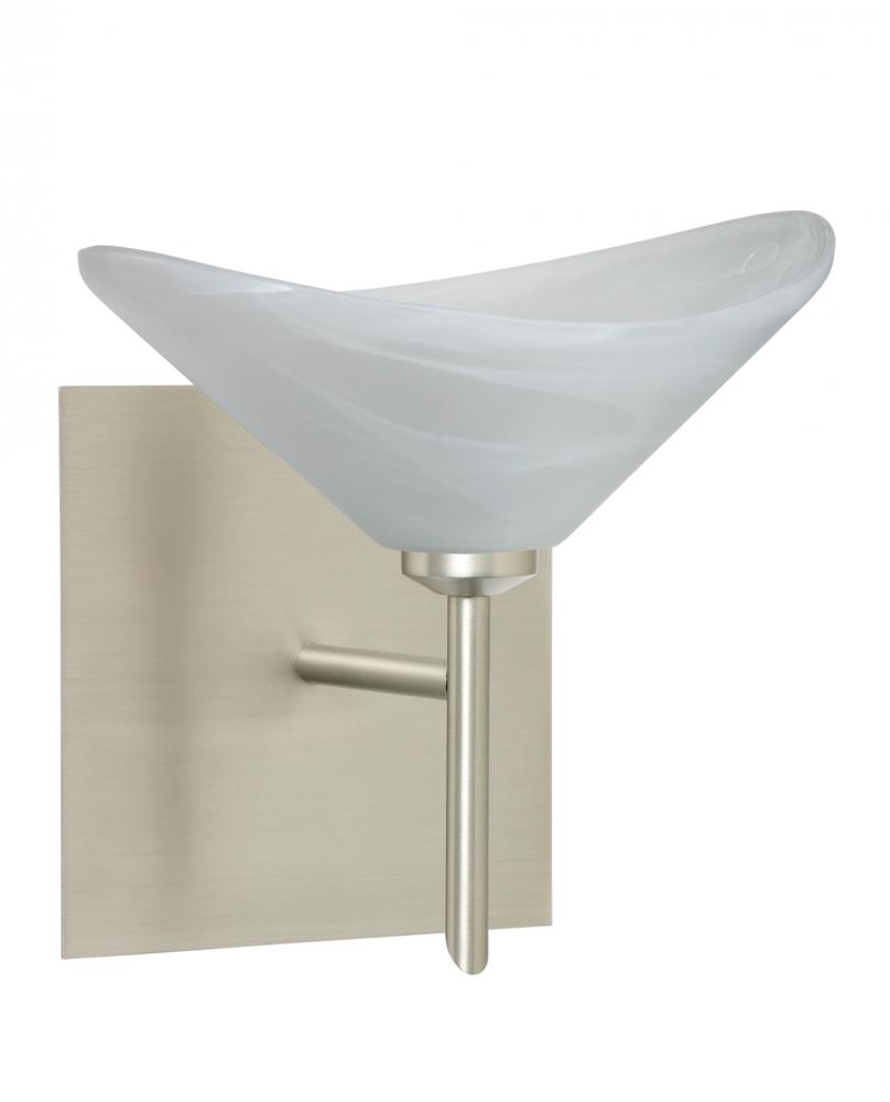 Besa Wall With SQ Canopy Hoppi Satin Nickel Marble 1x3W LED