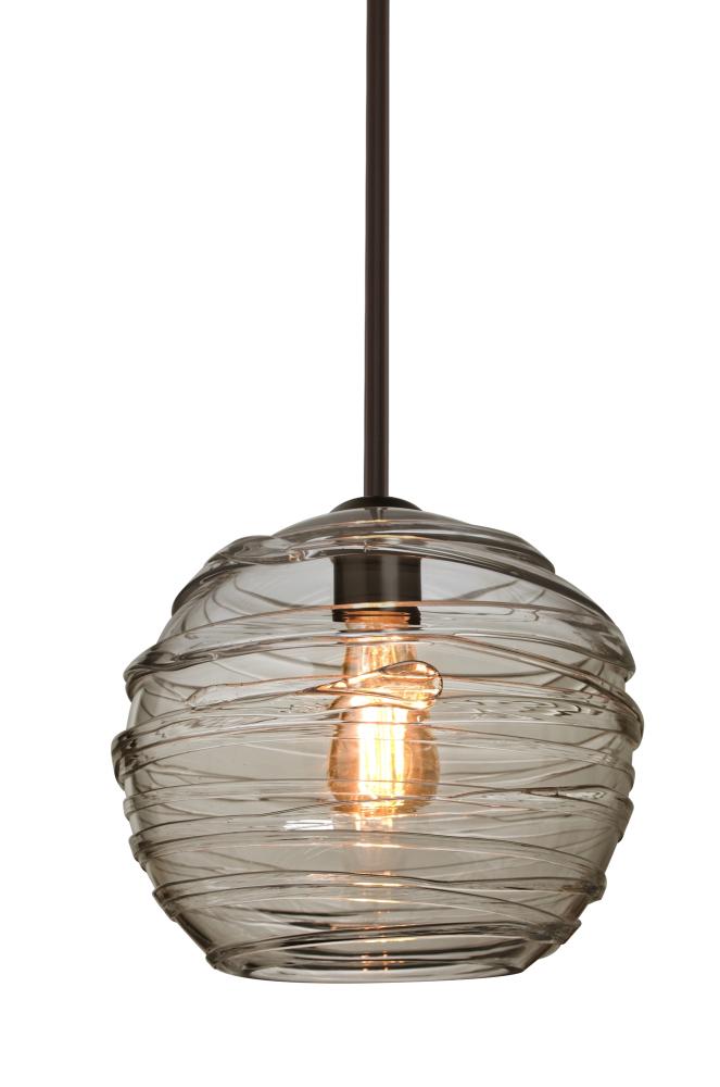 Besa Wave 10 Stem Pendant Bronze Smoke 1x8W LED Filament