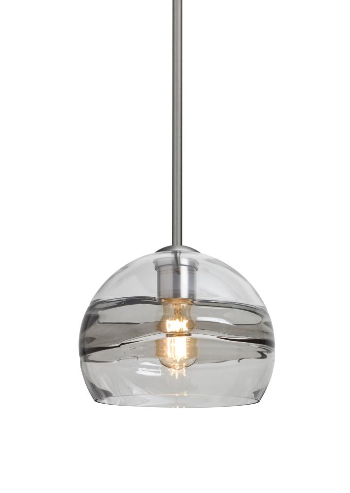 Besa Spirit 8 Pendant, Smoke/Clear, Satin Nickel Finish, 1x8W LED Filament