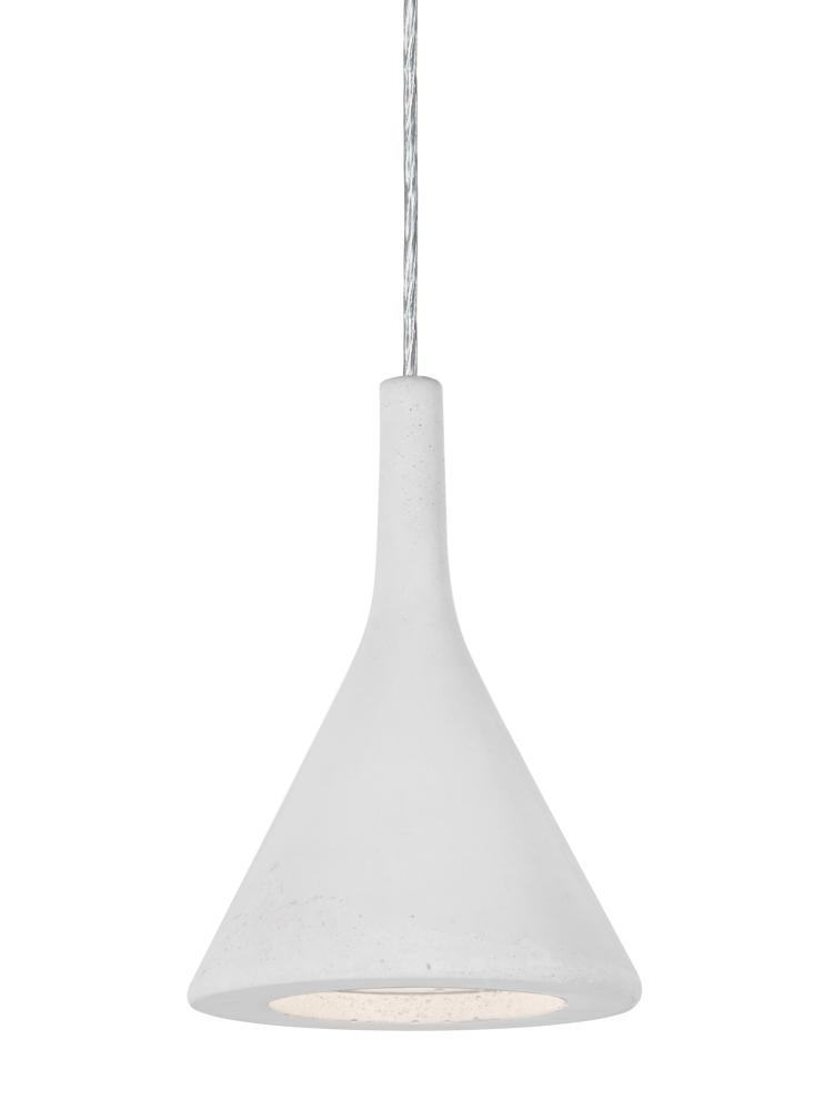 Besa Gala Pendant, White, Satin Nickel Finish, 1x9W LED