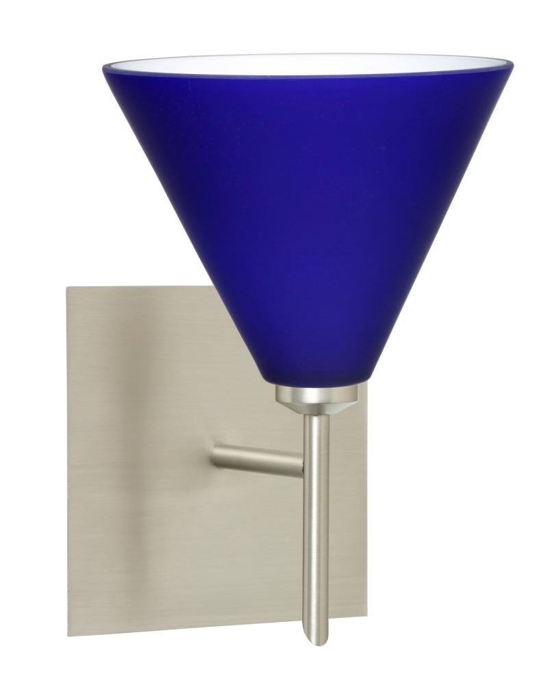 Besa Wall With SQ Canopy Kani Satin Nickel Cobalt Blue Matte 1x5W LED