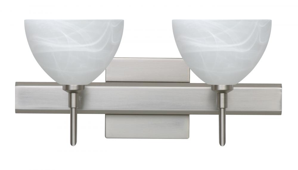 Besa Wall With SQ Canopy Brella Satin Nickel Marble 2x5W LED