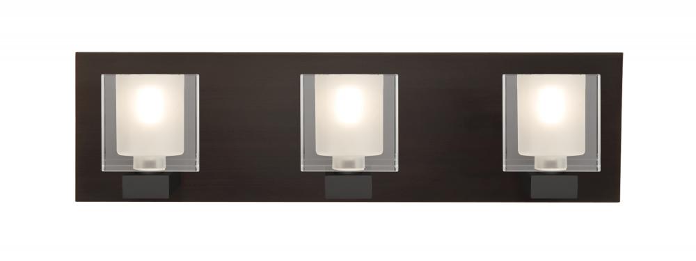 Besa, Bolo Vanity, Clear/Frost, Bronze Finish, 3x5W LED