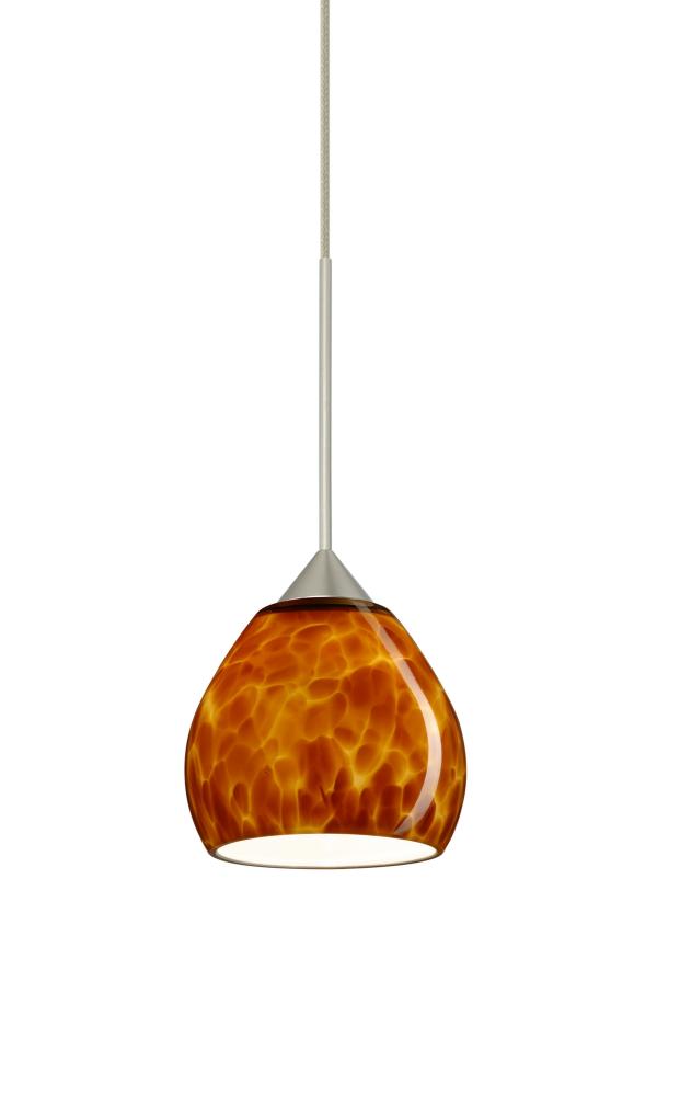 Besa Pendant Tay Tay Satin Nickel Amber Cloud 1x50W Halogen