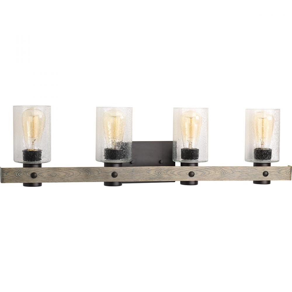 Gulliver Collection Four-Light Graphite Clear Seeded Glass Coastal Bath Vanity Light