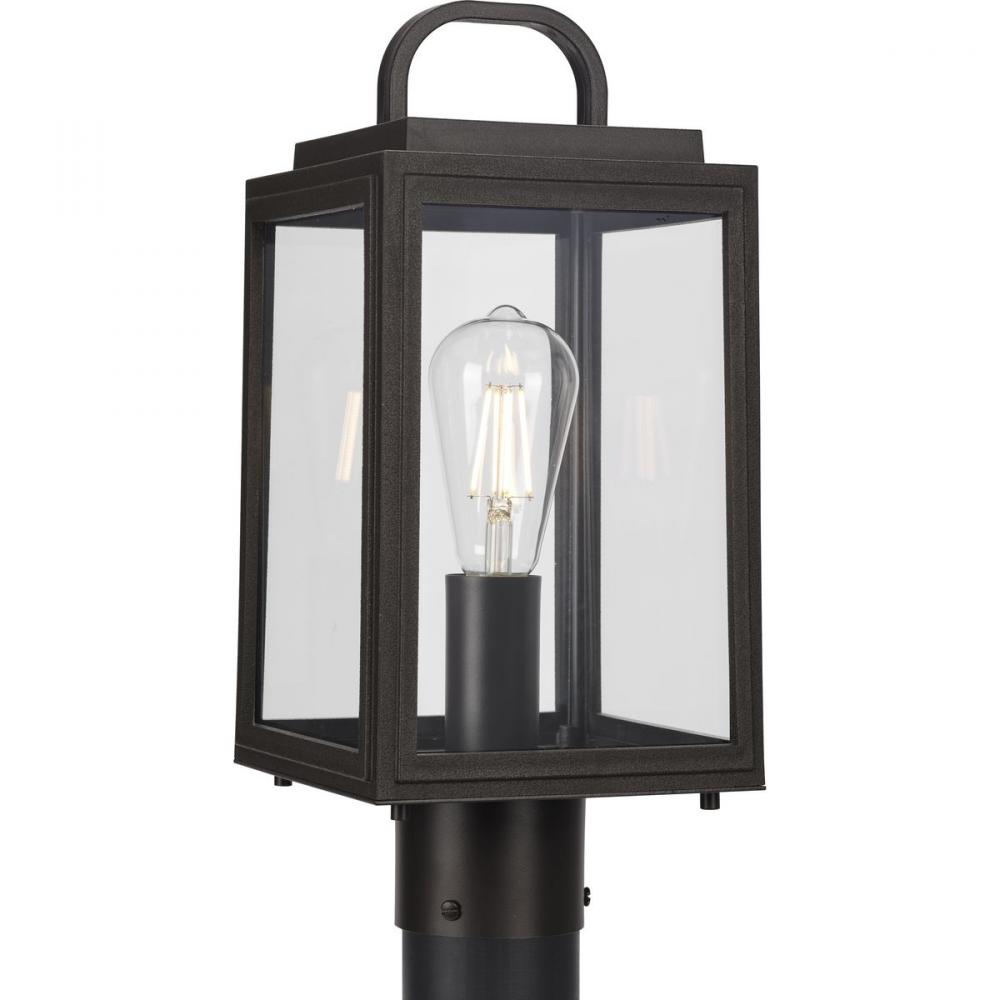 Grandbury Collection One-Light Transitional Antique Bronze Clear Glass Outdoor Post Light