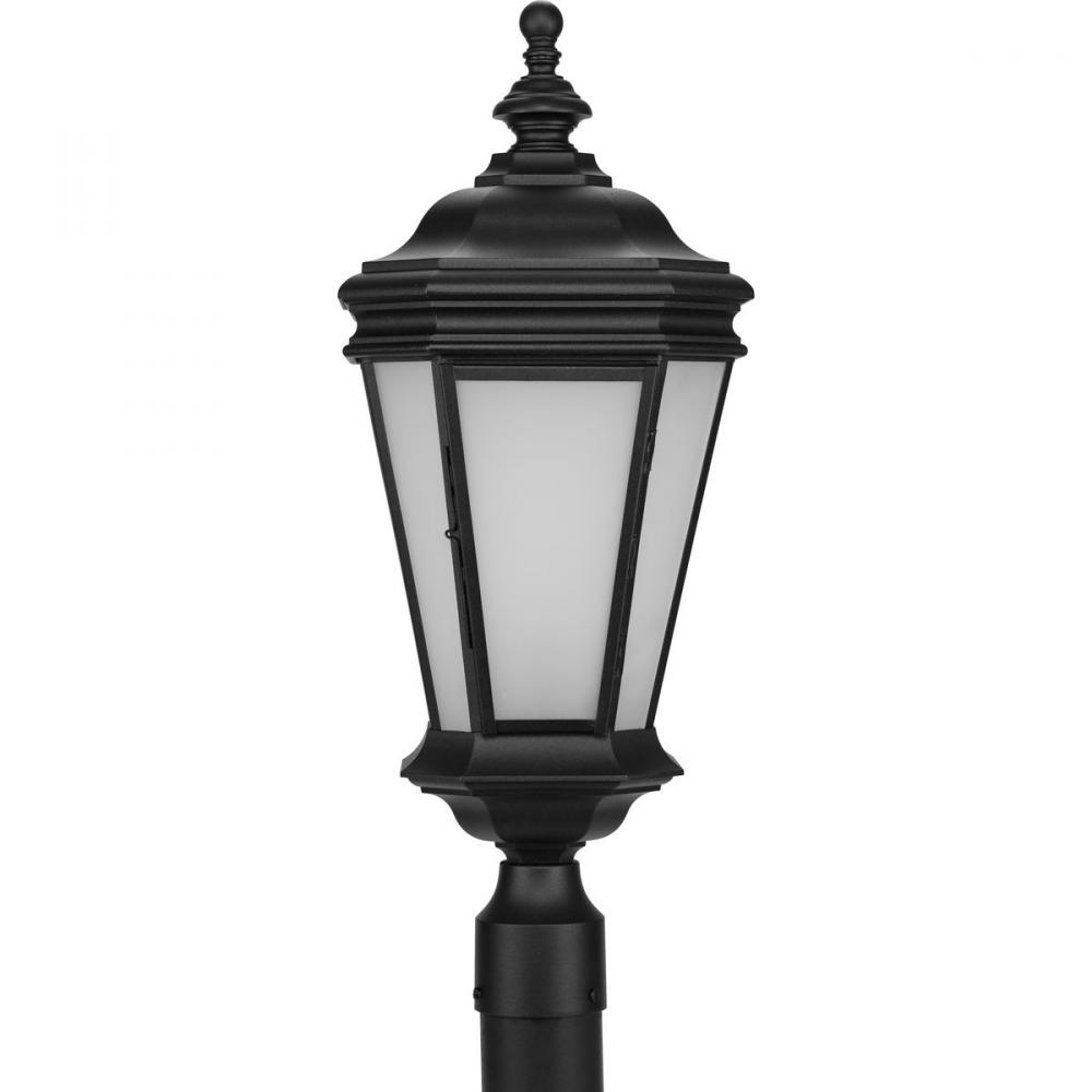 Crawford Collection One-Light Traditional Textured Black Etched Glass Outdoor Post Light