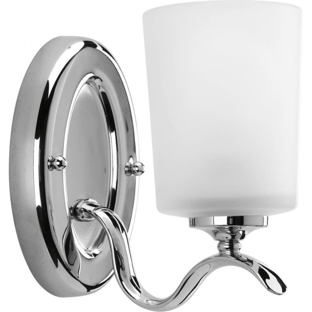 Inspire Collection One-Light Polished Chrome Etched Glass Traditional Bath Vanity Light