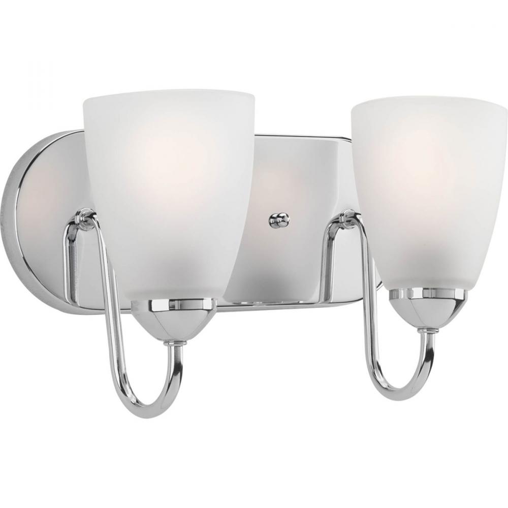 Gather Collection Two-Light Polished Chrome Etched Glass Traditional Bath Vanity Light