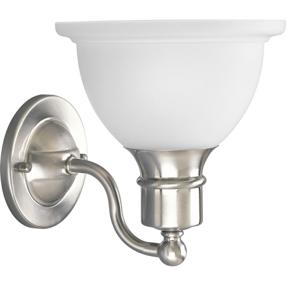 Madison Collection One-Light Brushed Nickel Etched Glass Traditional Bath Vanity Light