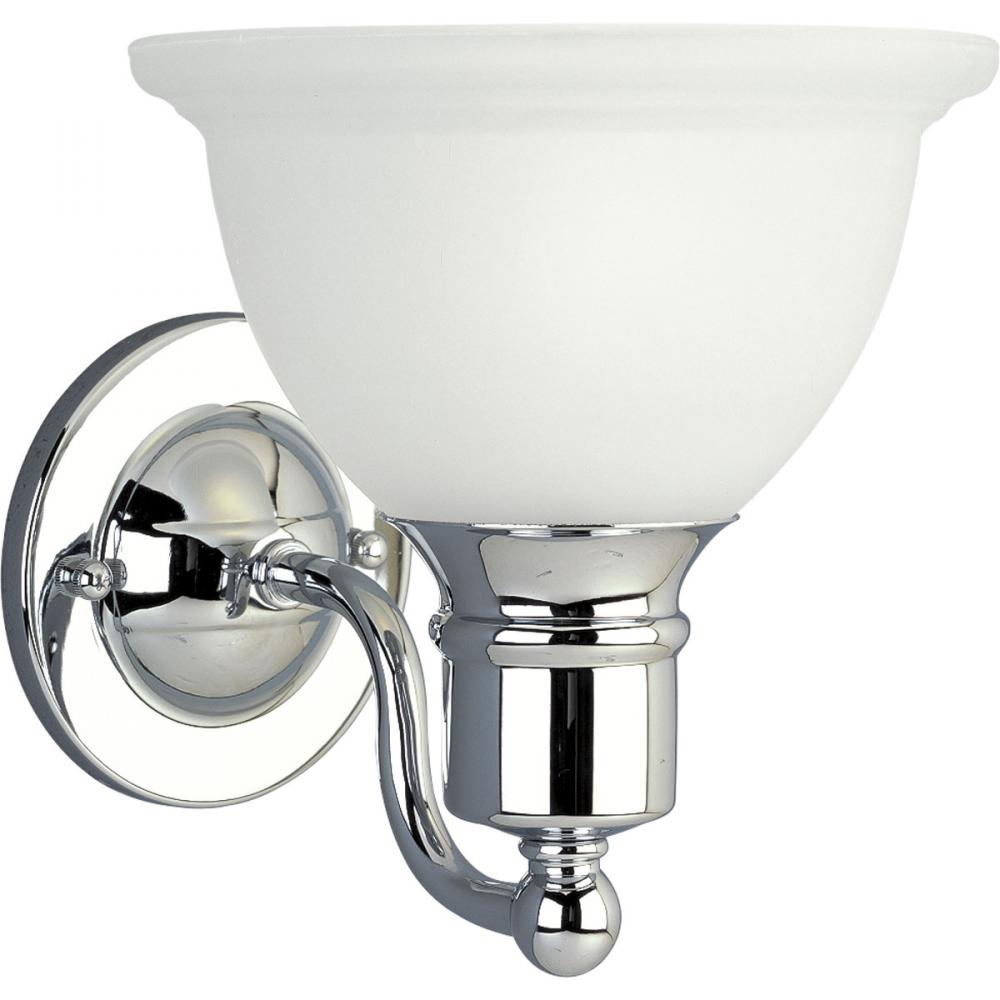 Madison Collection One-Light Polished Chrome Etched Glass Traditional Bath Vanity Light