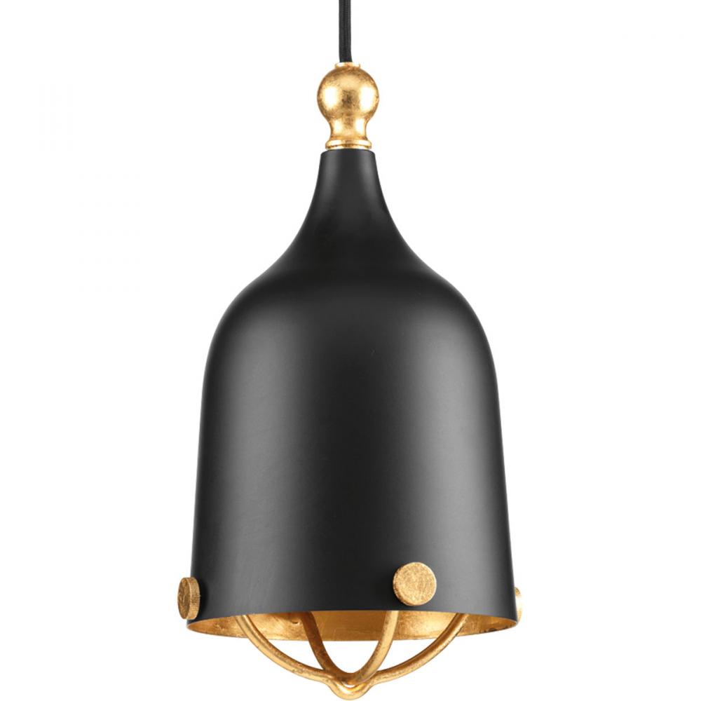 Era Collection One-Light Matte Black and Gold Global Pendant Light
