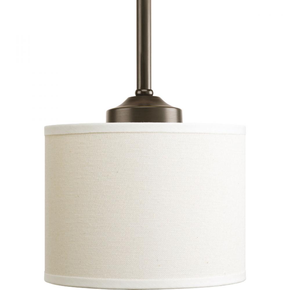 Inspire Collection One-Light Antique Bronze Off-white Shade Traditional Mini-Pendant Light