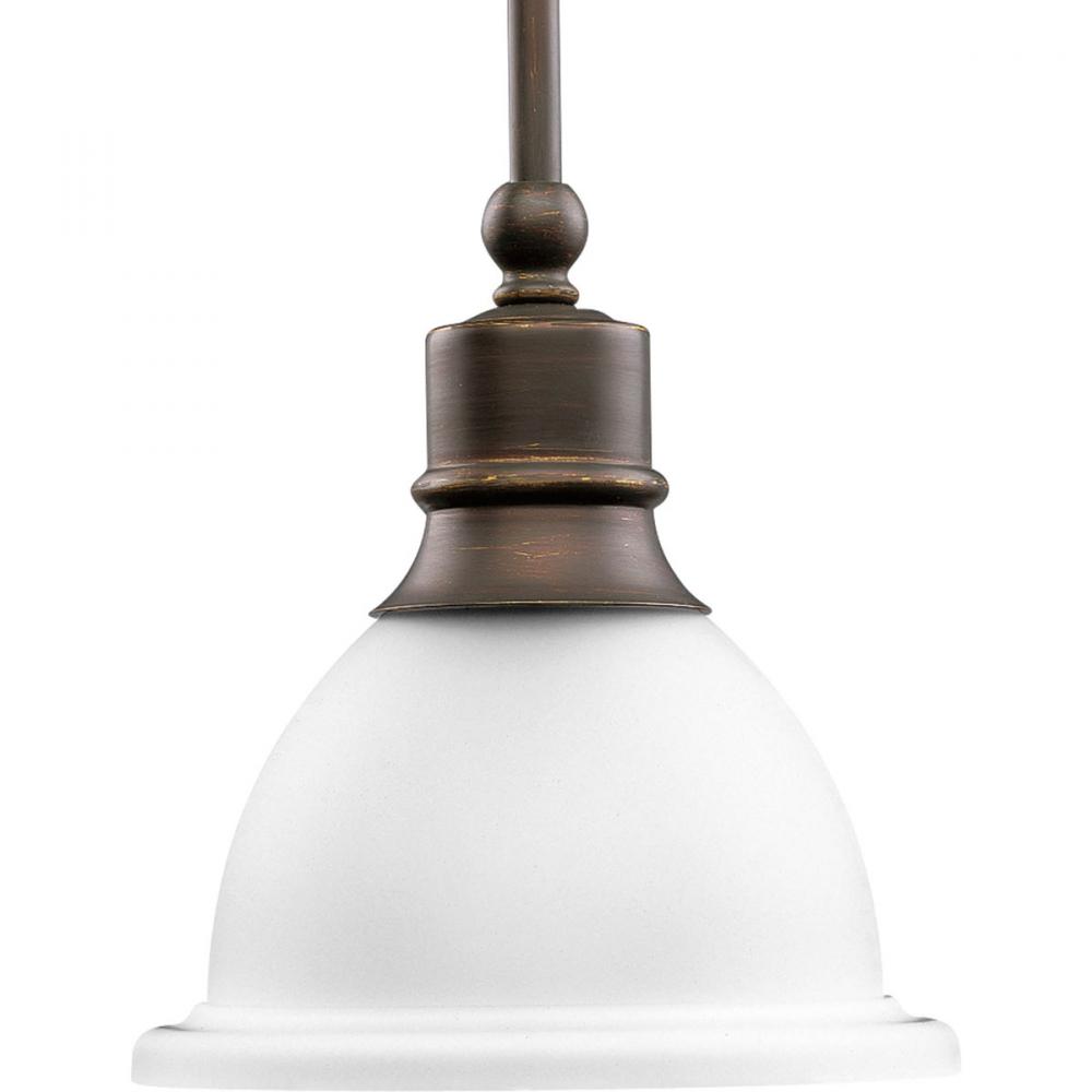 Madison Collection One-Light Antique Bronze Etched Glass Traditional Mini-Pendant Light