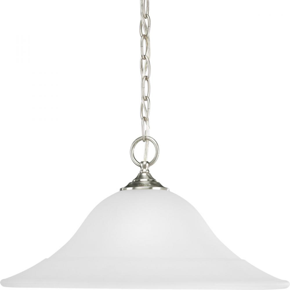 Trinity Collection One-Light Brushed Nickel Etched Glass Traditional Pendant Light
