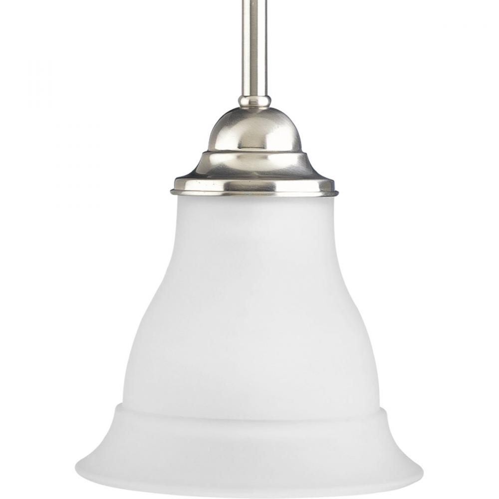 Trinity Collection One-Light Brushed Nickel Etched Glass Traditional Mini-Pendant Light