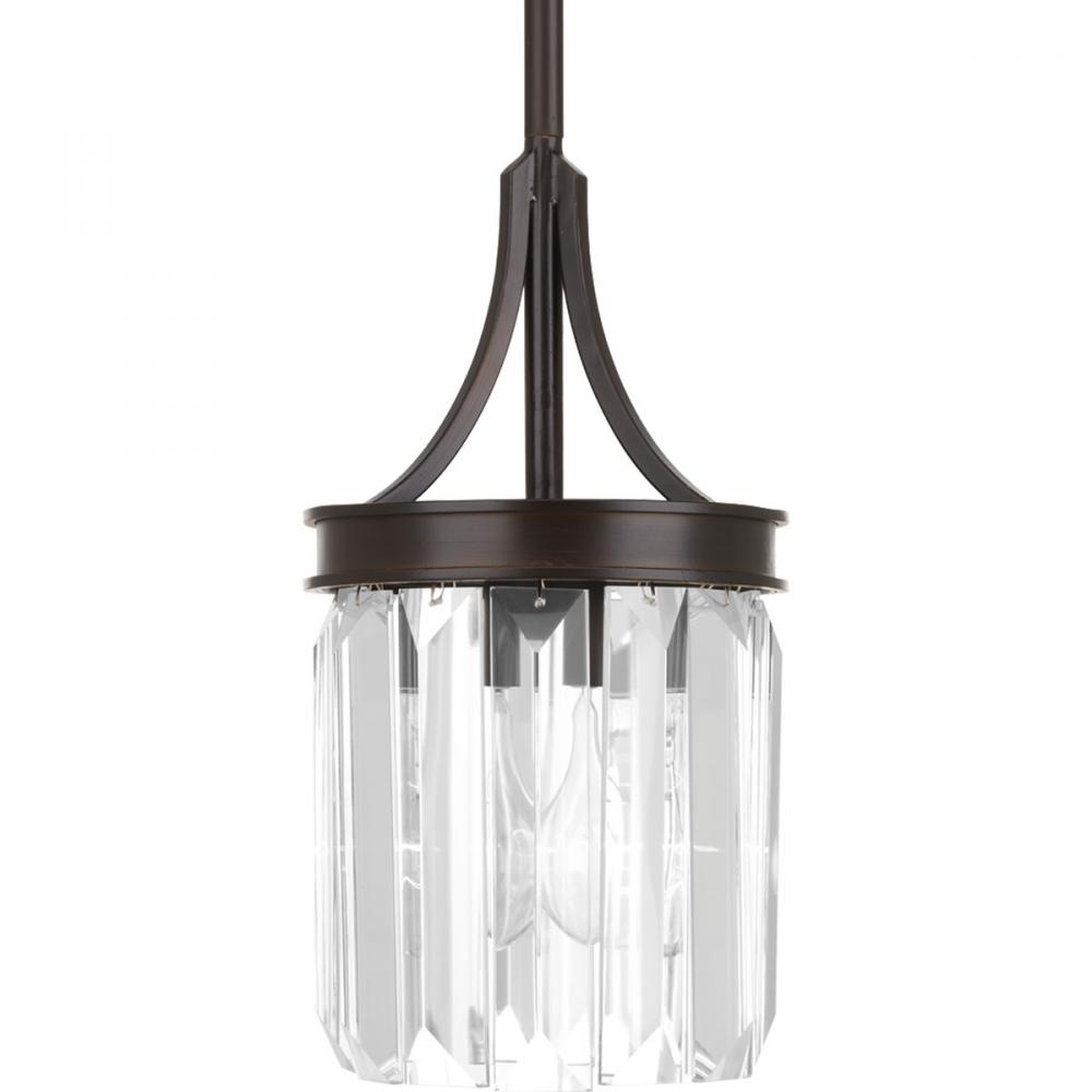 Glimmer Collection One-Light Antique Bronze Clear Glass Luxe Pendant Light