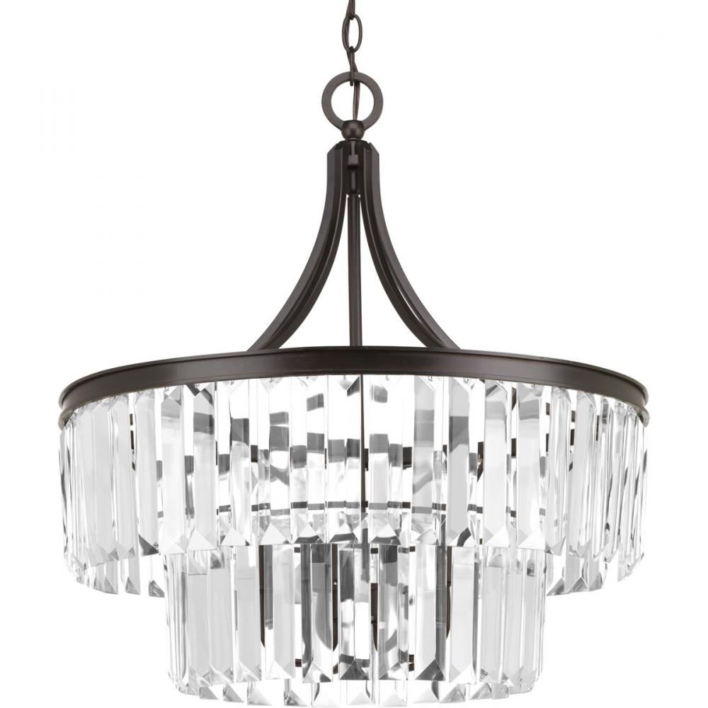 Glimmer Collection Five-Light Antique Bronze Clear Glass Luxe Pendant Light