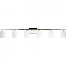 Progress P300385-104 - Replay Collection Six-Light Traditional Polished Nickel Etched White Glass Bath Vanity Light