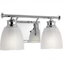 Progress P2116-15 - Lucky Collection Two-Light Polished Chrome Frosted Prismatic Glass Coastal Bath Vanity Light