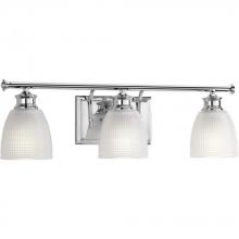Progress P2117-15 - Lucky Collection Three-Light Polished Chrome Frosted Prismatic Glass Coastal Bath Vanity Light