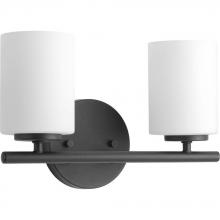 Progress P2158-31 - Replay Collection Two-Light Textured Black Etched Glass Modern Bath Vanity Light