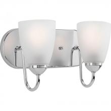 Progress P2707-15 - Gather Collection Two-Light Polished Chrome Etched Glass Traditional Bath Vanity Light