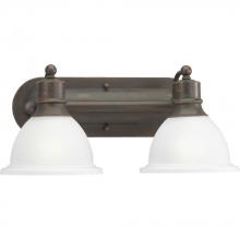 Progress P3162-20 - Madison Collection Two-Light Antique Bronze Etched Glass Traditional Bath Vanity Light