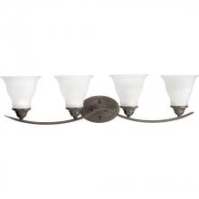Progress P3193-20 - Trinity Collection Four-Light Antique Bronze Etched Glass Traditional Bath Vanity Light