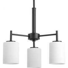 Progress P4318-31 - Replay Collection Three-Light Textured Black Etched White Glass Modern Chandelier Light
