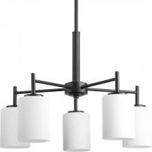 Progress P4319-31 - Replay Collection Five-Light Textured Black Etched White Glass Modern Chandelier Light
