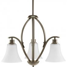 Progress P4489-20W - Joy Collection Three-Light Antique Bronze Etched White Glass Traditional Chandelier Light