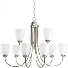 Progress P4627-09 - Gather Collection Nine-Light Brushed Nickel Etched Glass Traditional Chandelier Light