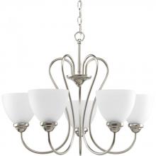 Progress P4666-09 - Heart Collection Five-Light Brushed Nickel Etched Glass Farmhouse Chandelier Light
