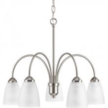 Progress P4735-09 - Gather Collection Five-Light Brushed Nickel Etched Glass Traditional Chandelier Light