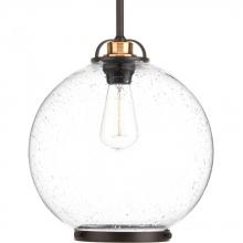 Progress P5311-20 - Chronicle Collection One-Light Antique Bronze Clear Seeded Opal Etched Glass Coastal Pendant Light
