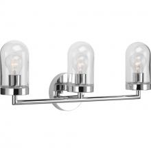 Progress P300176-015 - Signal Collection Three-Light Polished Chrome Clear Glass Coastal Bath Vanity Light