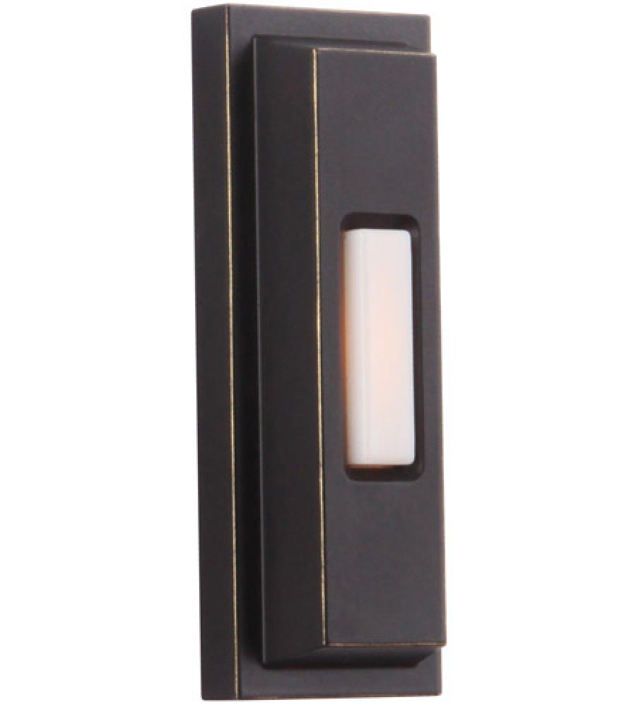 Surface Mount LED Lighted Push Button, Beveled Rectangle in Antique Bronze