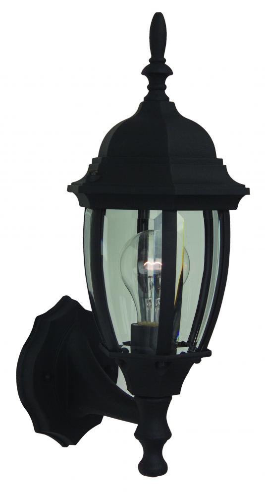 Bent Glass 1 Light Small Outdoor Wall Lantern in Textured Black