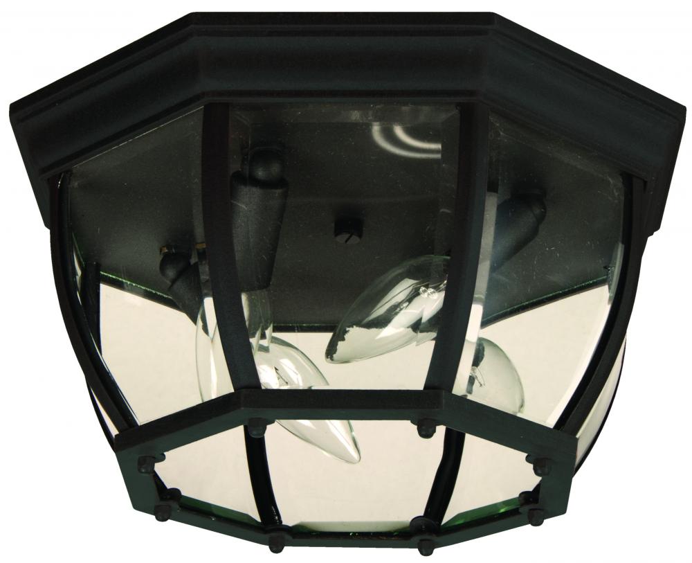 Bent Glass 4 Light Outdoor Flushmount in Textured Black