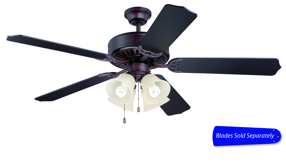 Pro Builder 204 52" Ceiling Fan with Light in Oiled Bronze (Blades Sold Separately)