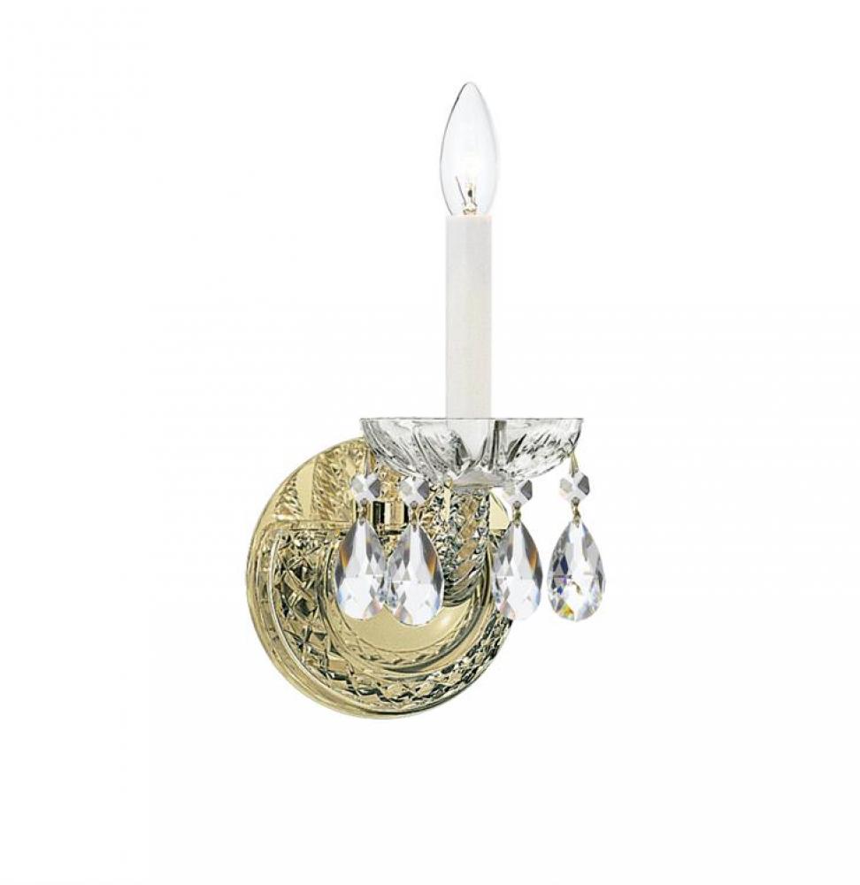 Traditional Crystal 1 Light Spectra Crystal Polished Brass Sconce