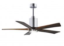 Matthews Fan Company PA5-CR-WA-52 - Patricia-5 five-blade ceiling fan in Polished Chrome finish with 52” solid walnut tone blades an
