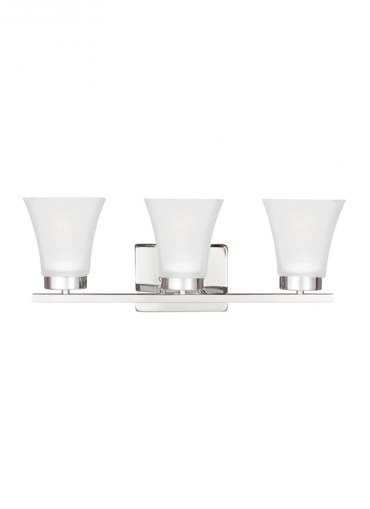 Bayfield contemporary 3-light LED indoor dimmable bath vanity wall sconce in chrome silver finish wi