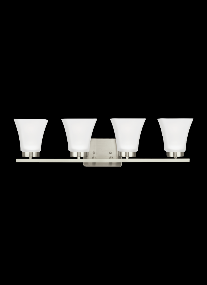Bayfield contemporary 4-light indoor dimmable bath vanity wall sconce in brushed nickel silver finis