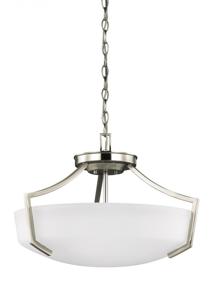 Hanford traditional 3-light indoor dimmable ceiling flush mount in brushed nickel silver finish with