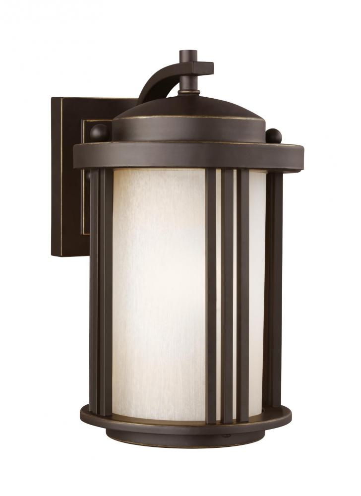 Crowell contemporary 1-light LED outdoor exterior small wall lantern sconce in antique bronze finish