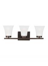 Generation Lighting 4411603EN3-710 - Bayfield contemporary 3-light LED indoor dimmable bath vanity wall sconce in bronze finish with sati