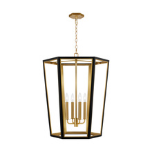 Visual Comfort & Co. Studio Collection AC1094MBKBBS - Curt traditional dimmable indoor medium 4-light lantern chandelier in a midnight black finish with g